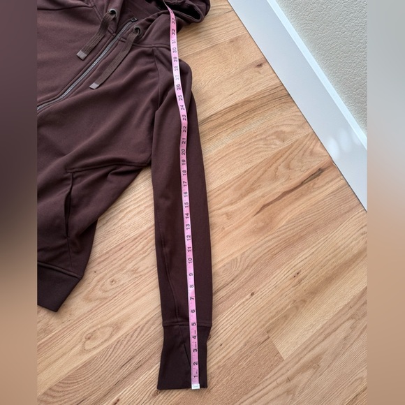 Athleta Triumph Zip Hoodie Jacket Fleece Lined Chocolate Brown Size XL - Picture 9 of 13